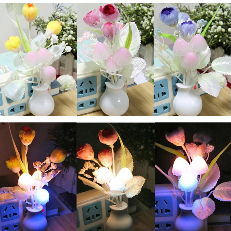 LED Flower Mushroom Night Light – Cute Glowing Bedside Lamp for Bedroom & Kids Room