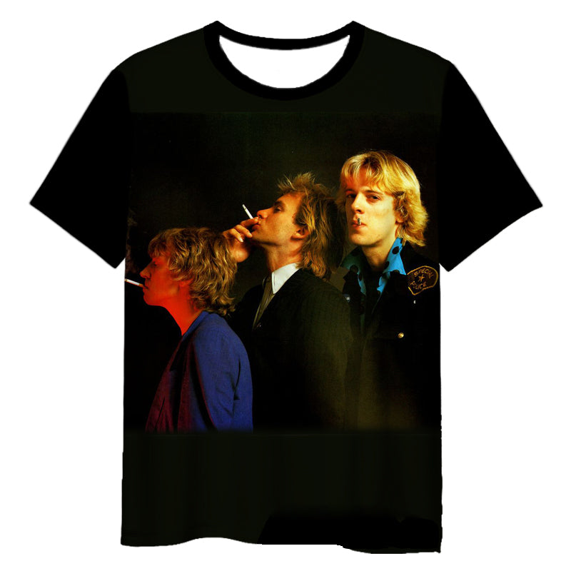 The Police Rock Band 3D Printed T-Shirt – Short Sleeve Hip Hop Harajuku Tee