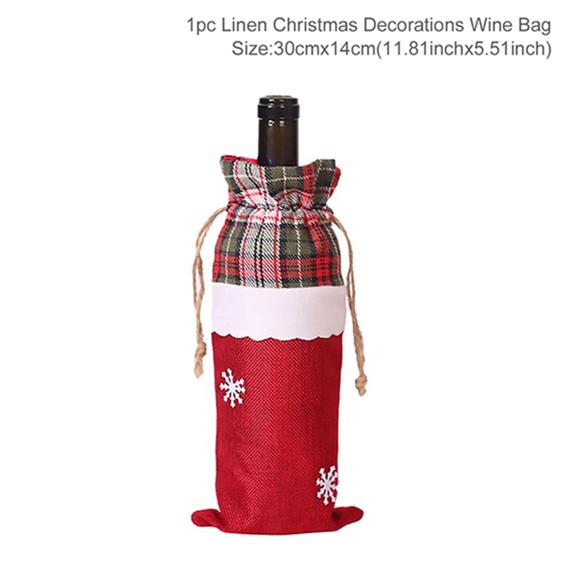 Christmas Wine Bottle Cover - Festive Holiday Table Decoration