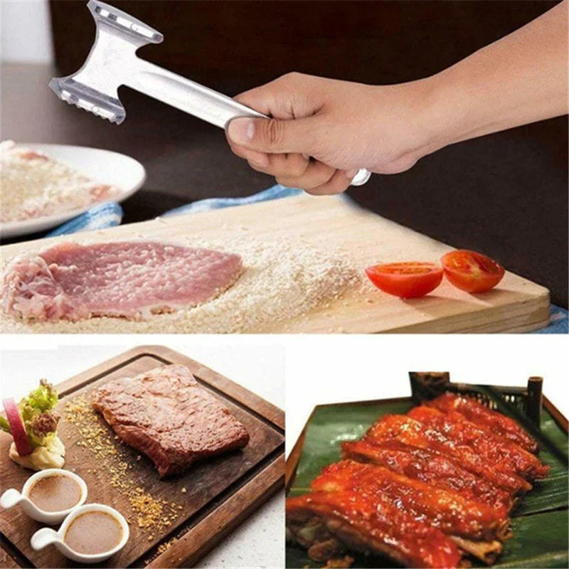 Heavy-Duty Stainless Steel Meat Tenderizer Hammer – Double-Sided Steak Mallet Kitchen Tool