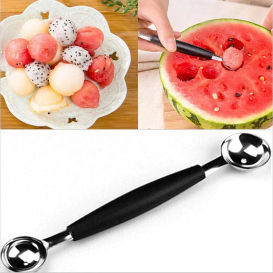 Double-End Stainless Steel Melon Ball Scoop – Fruit, Ice Cream & Sorbet Baller Kitchen Tool