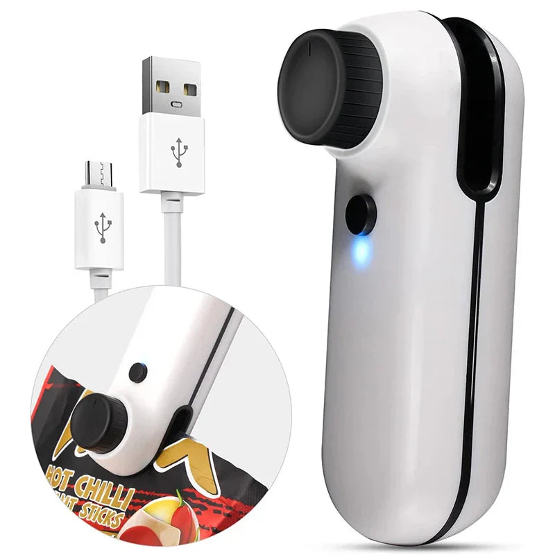 2-in-1 USB Rechargeable Mini Bag Sealer & Cutter – Portable Heat Sealer for Chip & Snack Bags