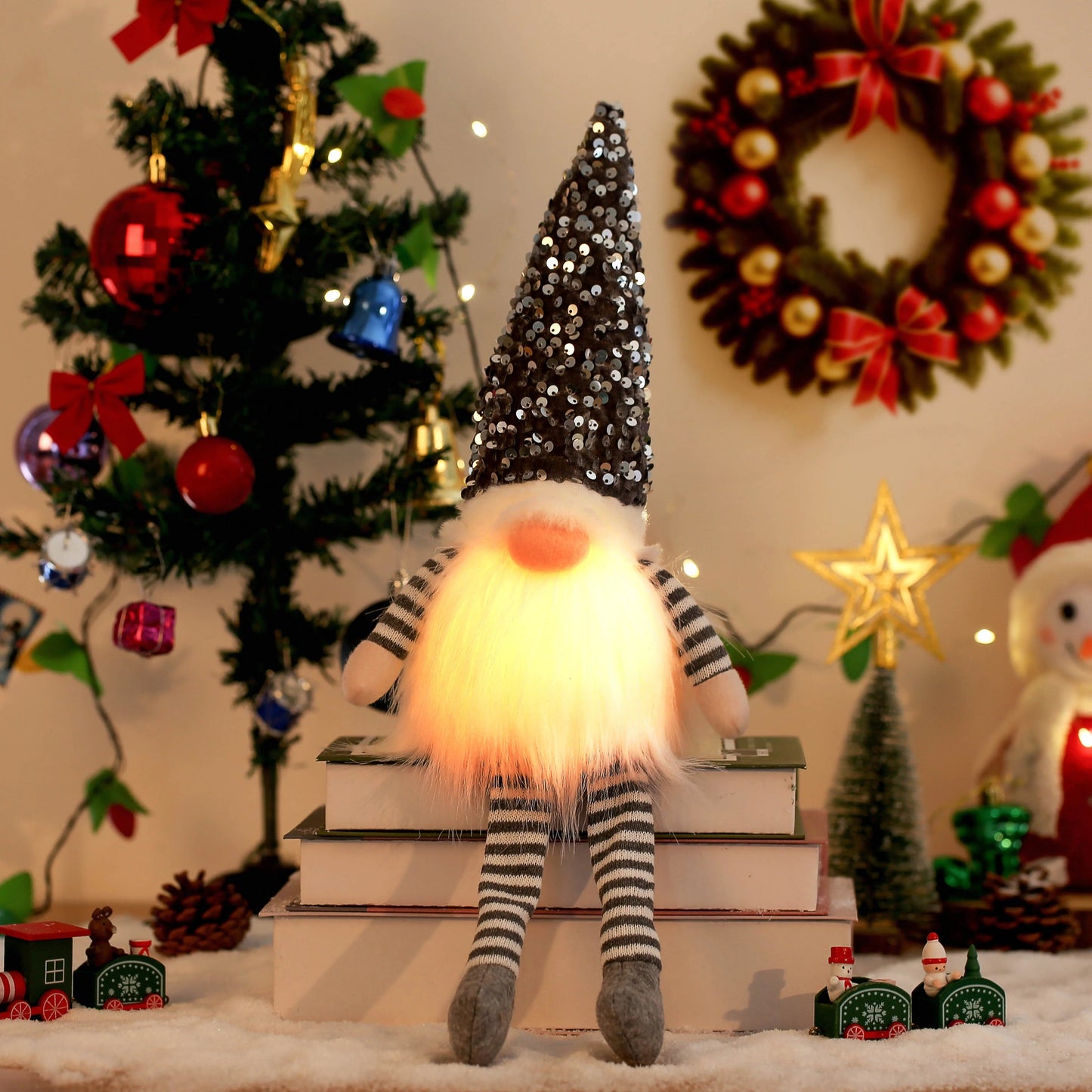 Christmas Gnome Elf Doll - 30cm LED Light Holiday Decoration