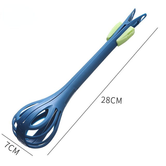 Multifunctional Egg Beater & Whisk – Manual Mixer, Pasta Tongs & Food Clips Kitchen Tool