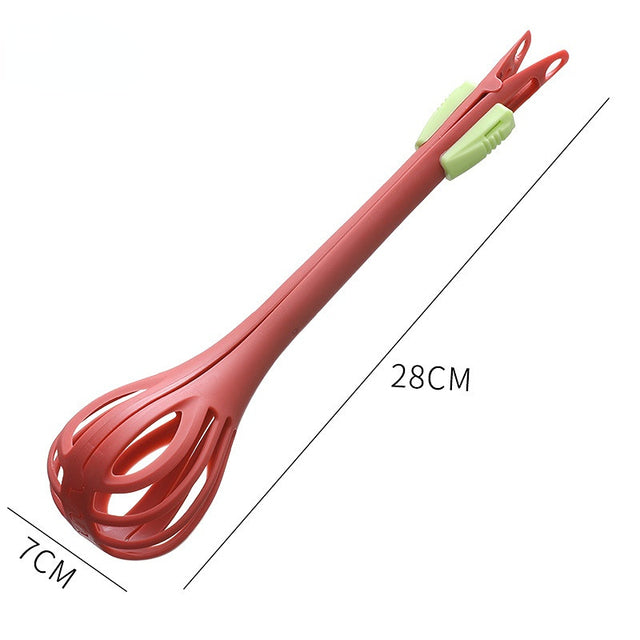 Multifunctional Egg Beater & Whisk – Manual Mixer, Pasta Tongs & Food Clips Kitchen Tool