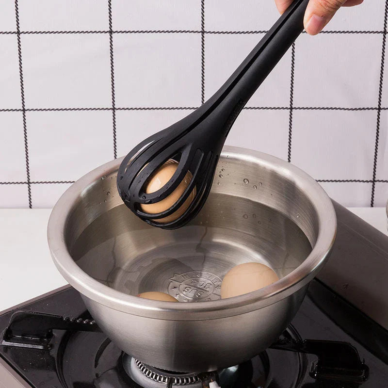 Multifunctional Egg Beater & Whisk – Manual Mixer, Pasta Tongs & Food Clips Kitchen Tool