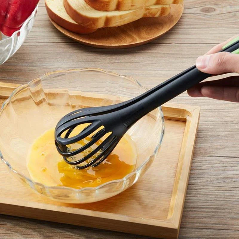 Multifunctional Egg Beater & Whisk – Manual Mixer, Pasta Tongs & Food Clips Kitchen Tool