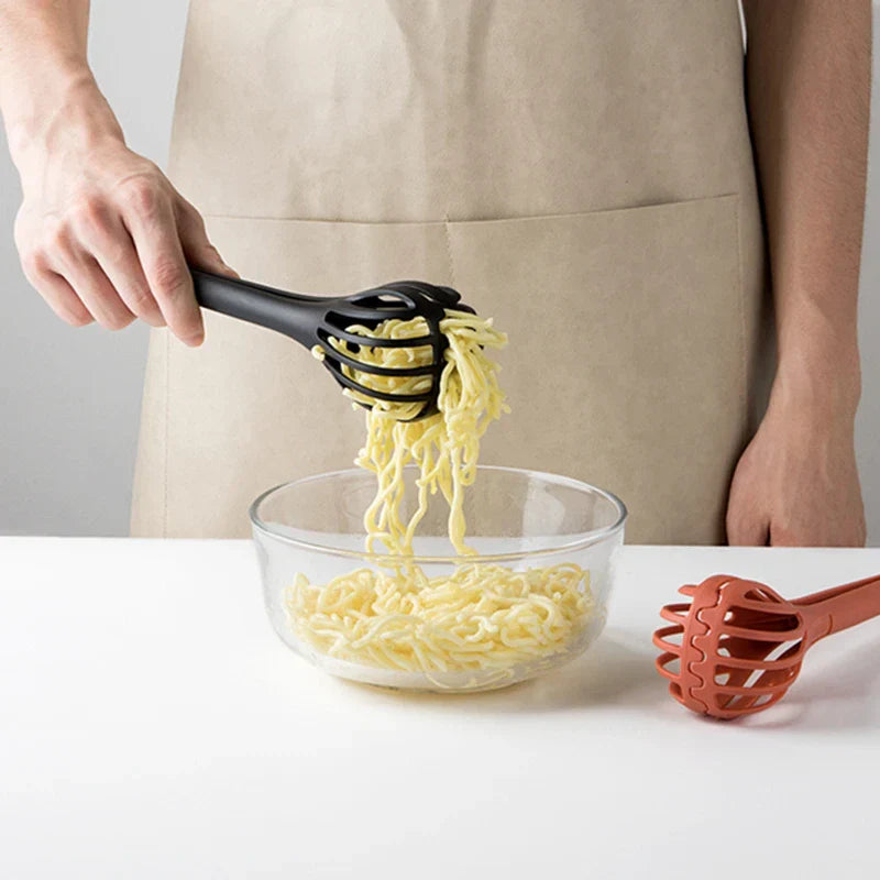 Multifunctional Egg Beater & Whisk – Manual Mixer, Pasta Tongs & Food Clips Kitchen Tool