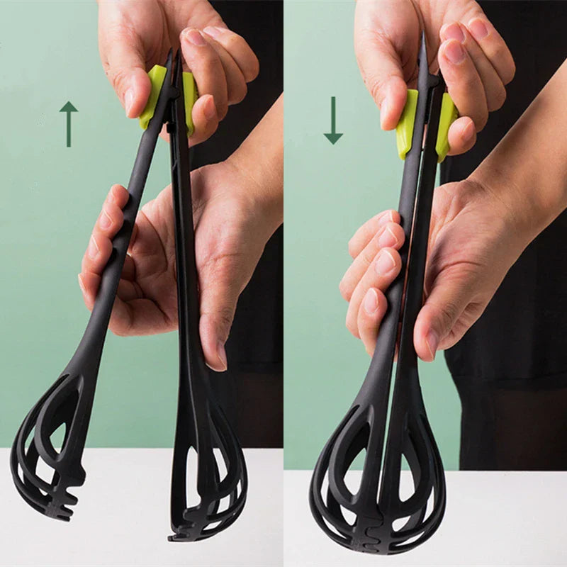 Multifunctional Egg Beater & Whisk – Manual Mixer, Pasta Tongs & Food Clips Kitchen Tool