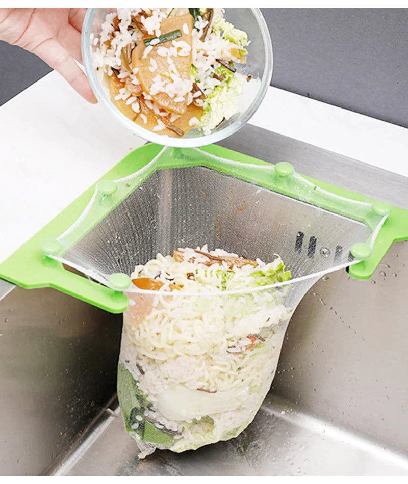 Triangle Corner Sink Filter Holder – Kitchen Drain Strainer with 60 Bags