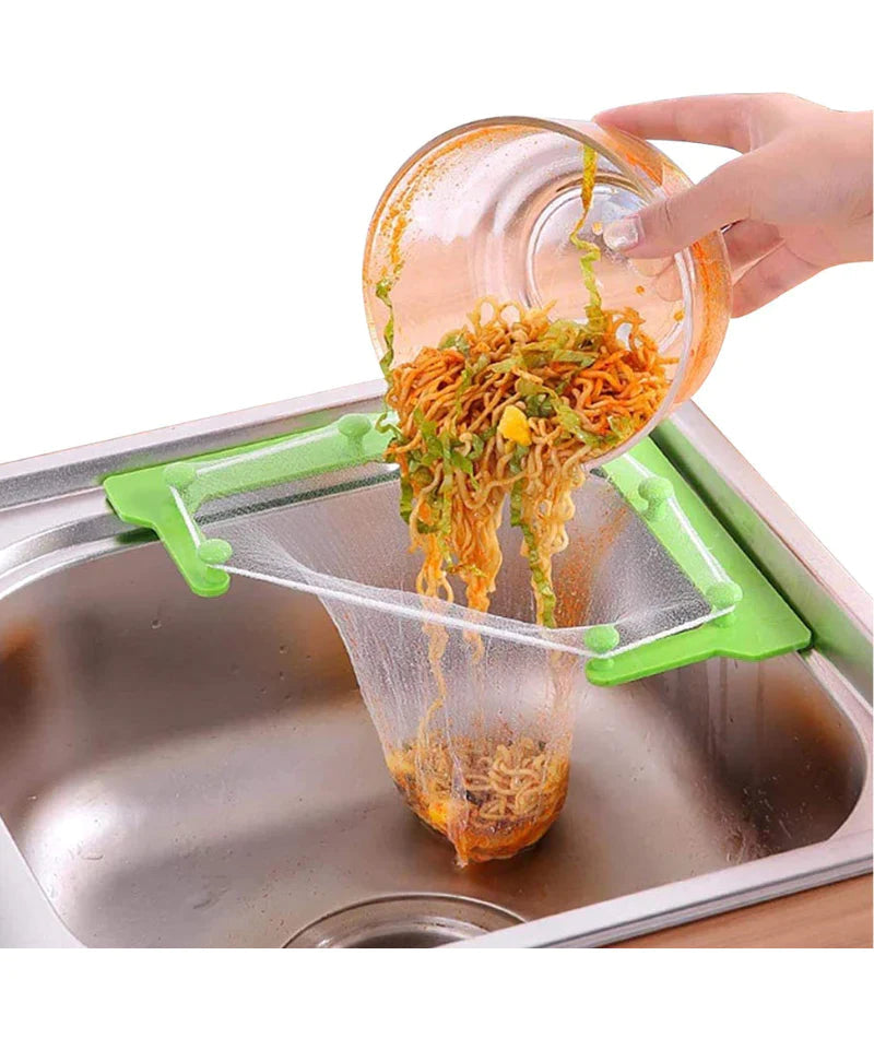 Triangle Corner Sink Filter Holder – Kitchen Drain Strainer with 60 Bags