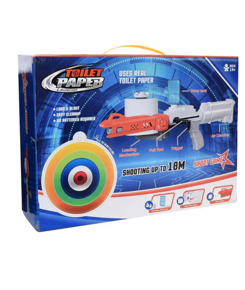 Kids Paper Shot Gun Toy - Eco-Friendly Toilet Paper Spitball Blaster for Indoor & Outdoor Play