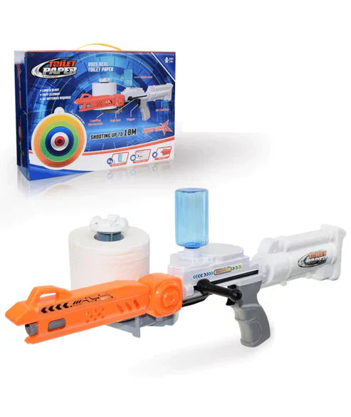 Kids Paper Shot Gun Toy - Eco-Friendly Toilet Paper Spitball Blaster for Indoor & Outdoor Play
