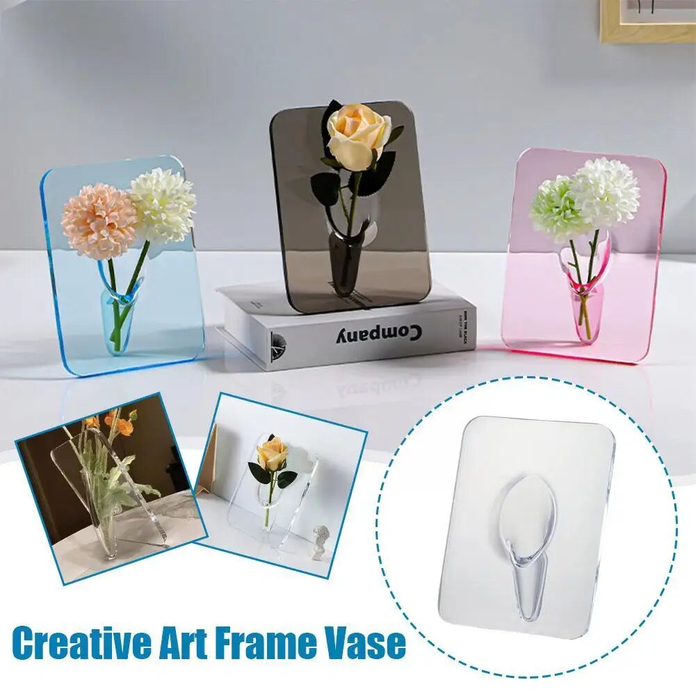 Photo Frame Vase - Acrylic Hydroponic Flower Vase with Art Frame Decoration