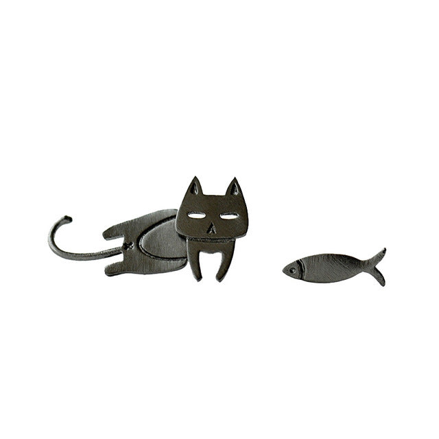 Cute 3D Cat Polymer Clay Handmade Earrings – Lightweight Cartoon Animal Stud Earrings for Women & Girls