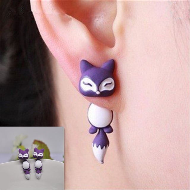 Cute 3D Cat Polymer Clay Handmade Earrings – Lightweight Cartoon Animal Stud Earrings for Women & Girls