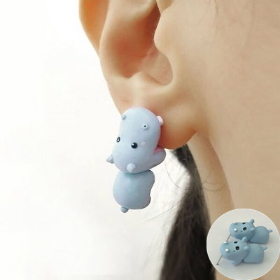 Cute 3D Cat Polymer Clay Handmade Earrings – Lightweight Cartoon Animal Stud Earrings for Women & Girls