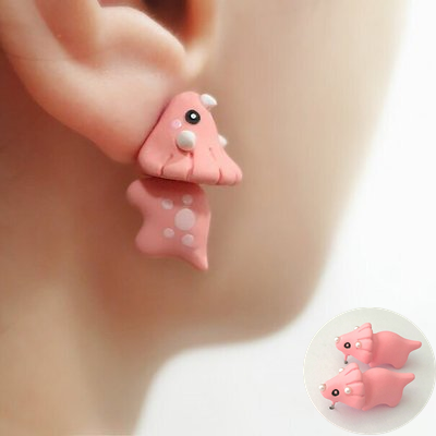 Cute 3D Cat Polymer Clay Handmade Earrings – Lightweight Cartoon Animal Stud Earrings for Women & Girls