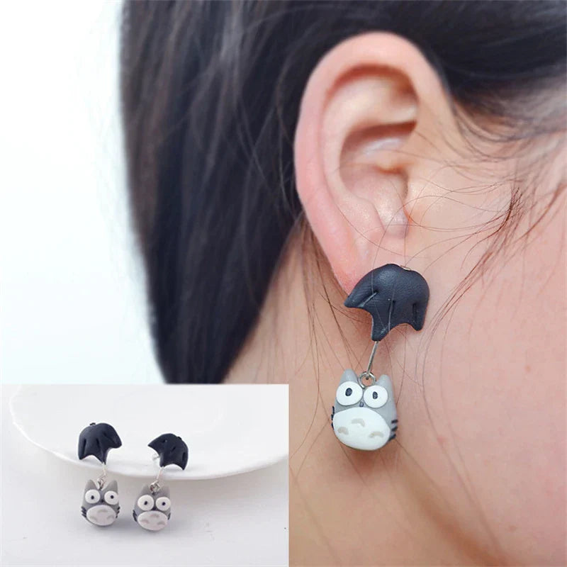 Cute 3D Cat Polymer Clay Handmade Earrings – Lightweight Cartoon Animal Stud Earrings for Women & Girls