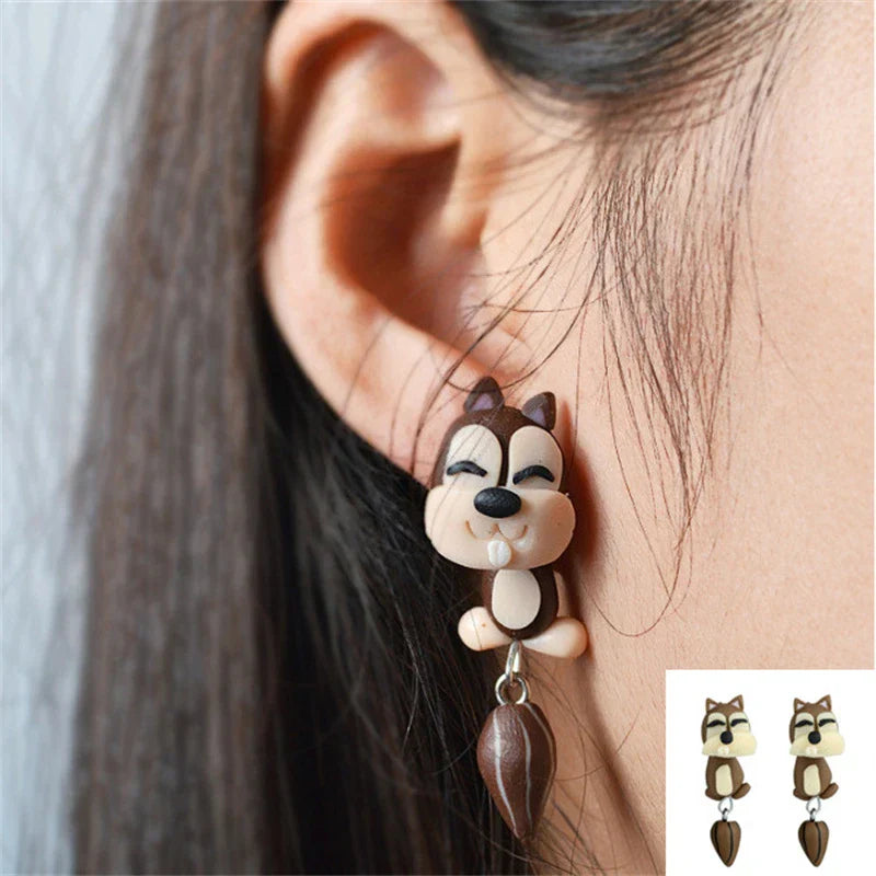 Cute 3D Cat Polymer Clay Handmade Earrings – Lightweight Cartoon Animal Stud Earrings for Women & Girls