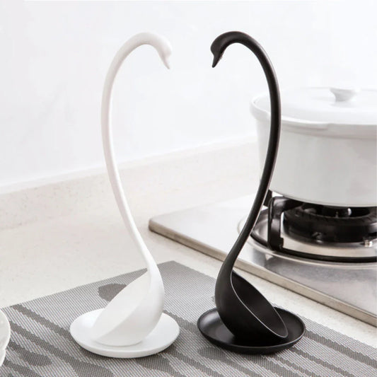 Swan Shaped Soup Ladle & Saucer Set – Elegant Upright Spoon Kitchen Cooking Tool