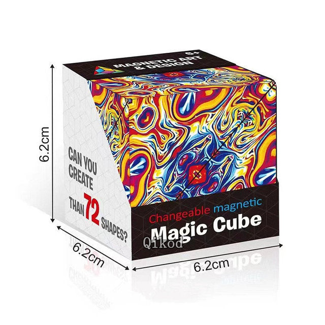 Geometric Magnetic Magic Cube – 3D Shape-Shifting Fidget Puzzle Toy | 70+ Shapes | Anti-Stress