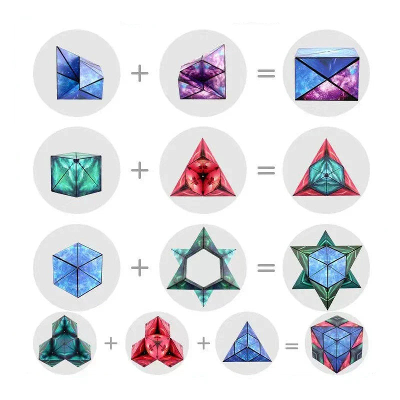 Geometric Magnetic Magic Cube – 3D Shape-Shifting Fidget Puzzle Toy | 70+ Shapes | Anti-Stress