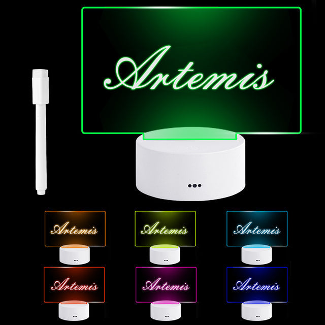 LED Note Board Night Light – 7 Colour Glowing Message Board with Erasable Pen