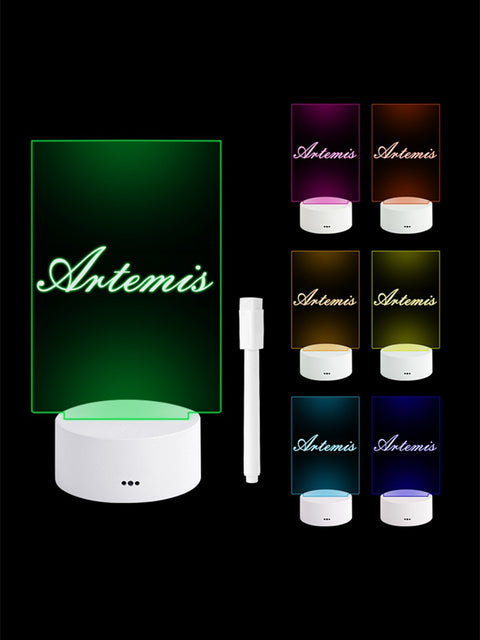 LED Note Board Night Light – 7 Colour Glowing Message Board with Erasable Pen