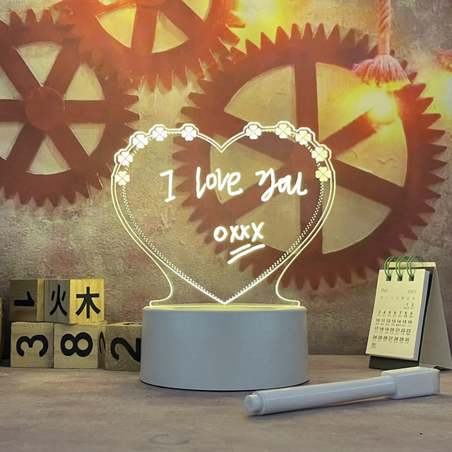 LED Note Board Night Light – 7 Colour Glowing Message Board with Erasable Pen