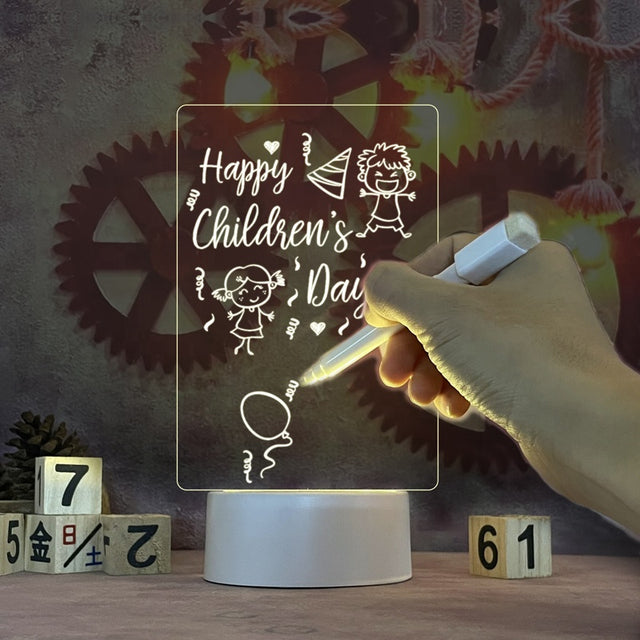 LED Note Board Night Light – 7 Colour Glowing Message Board with Erasable Pen