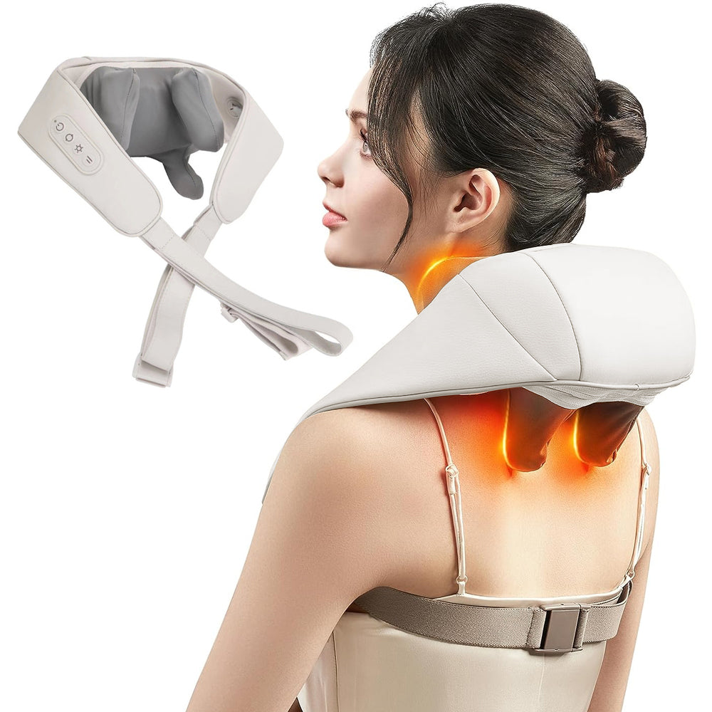 Shiatsu Neck Massager - Wireless 5D Kneading with Heat for Back, Shoulder & Body