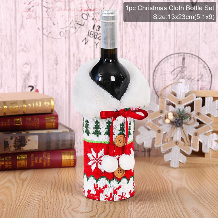 Christmas Wine Bottle Cover - Festive Holiday Table Decoration