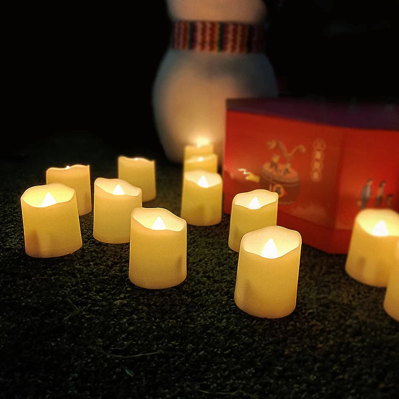 Rechargeable LED Flameless Tea Candles (Set of 6) – Remote Control & Timer | Warm White Flickering Light