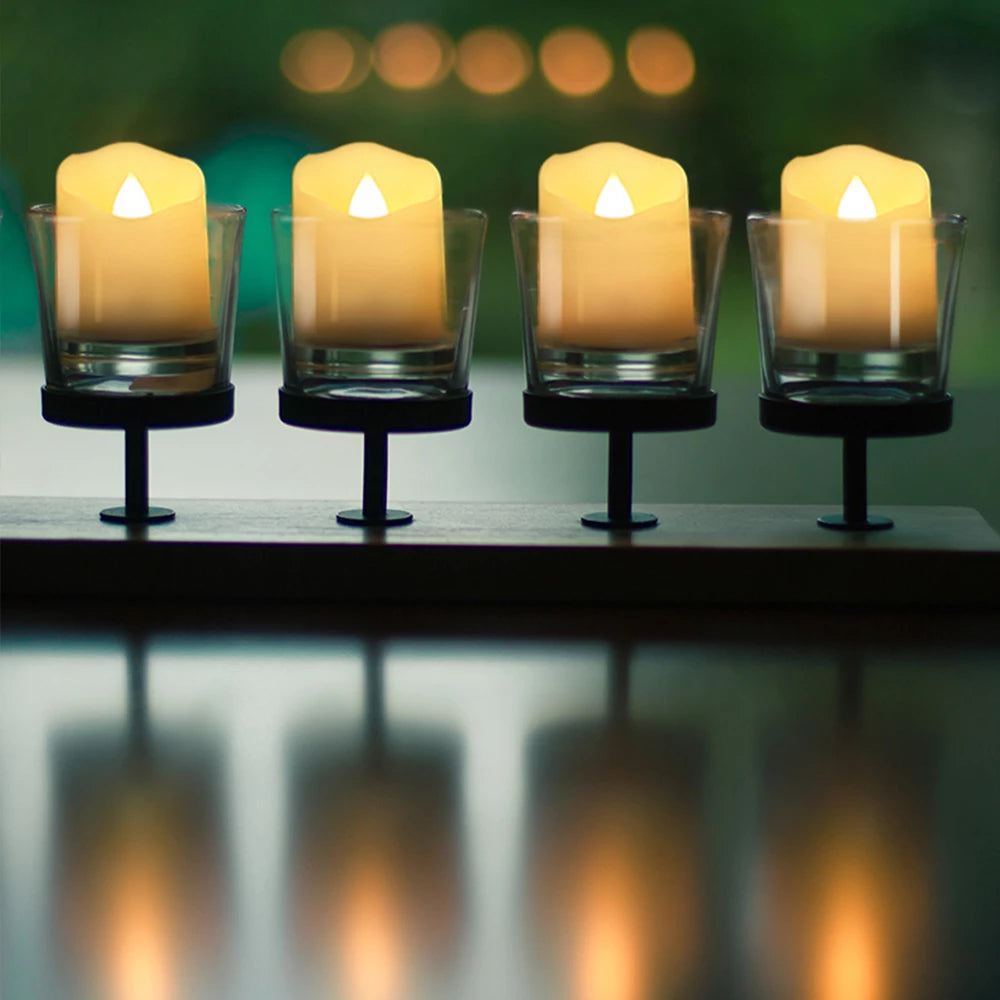 Rechargeable LED Flameless Tea Candles (Set of 6) – Remote Control & Timer | Warm White Flickering Light