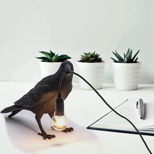 Crow Wall & Raven Table Lamp – Brightness Adjustable Edison Bulb Decor Light