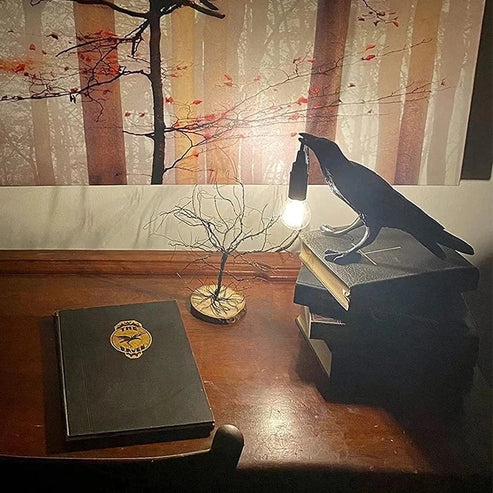 Crow Wall & Raven Table Lamp – Brightness Adjustable Edison Bulb Decor Light