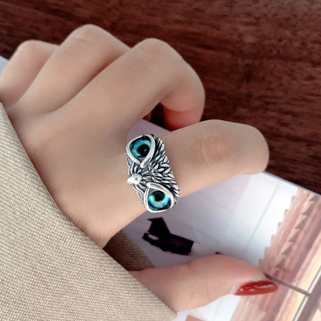 Japanese Style Cute Cat Ring – Blue Rhinestone Eyes Simplicity Fashion Jewellery for Men & Women