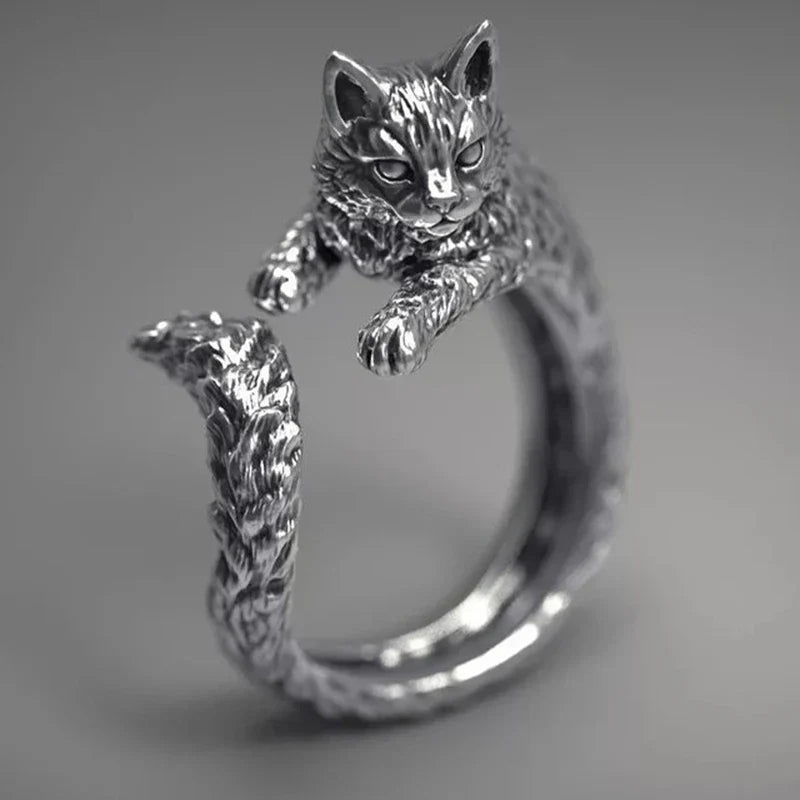 Japanese Style Cute Cat Ring – Blue Rhinestone Eyes Simplicity Fashion Jewellery for Men & Women