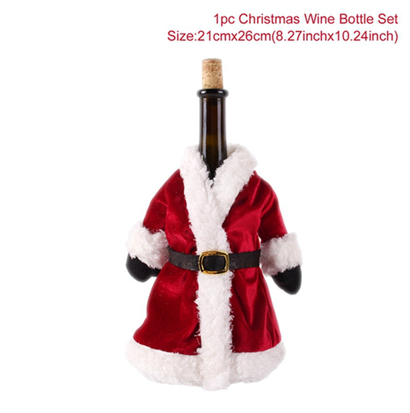 Christmas Wine Bottle Cover - Festive Holiday Table Decoration