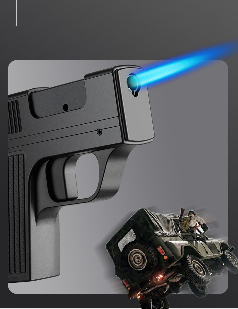 Gas Windproof Lighter Gun with Cigarette Case – 10-Cigarette Capacity Holder