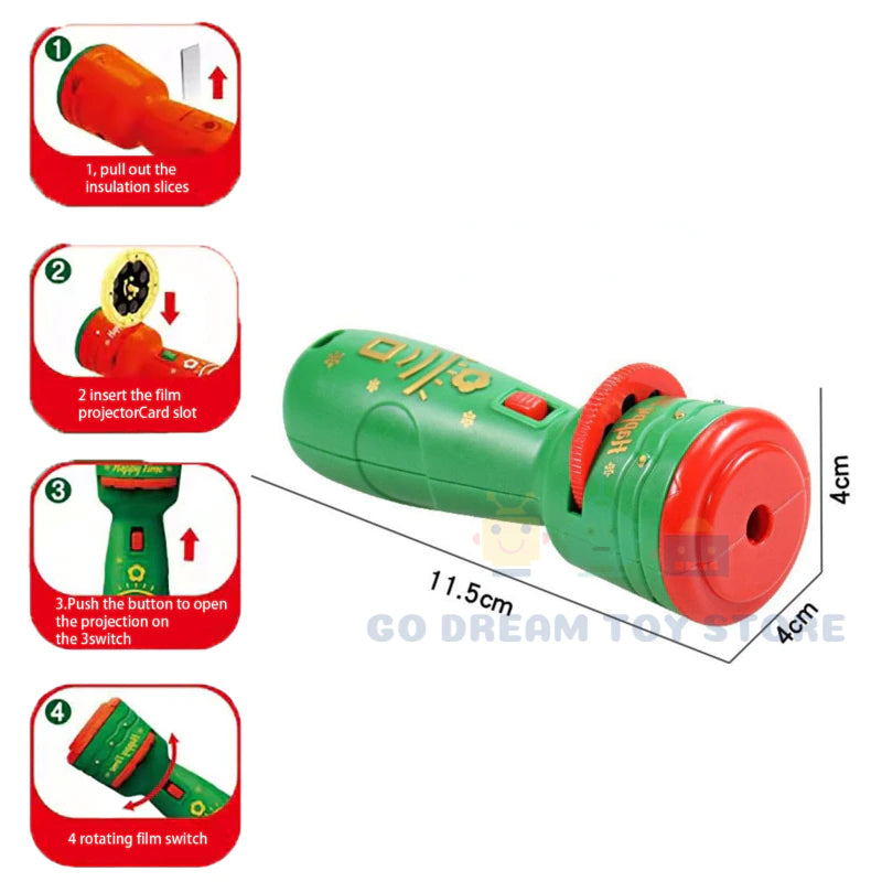 Christmas Flashlight Projector – Festive LED Pattern Torch for Kids & Decor
