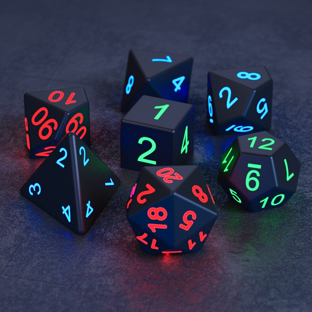 7-Piece LED Glowing Dice Set – Rechargeable RPG Dice for Dungeons & Dragons & Table Games
