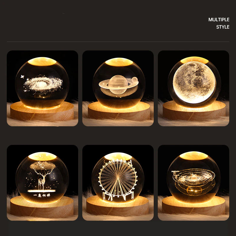 Glowing Planetary Galaxy Astronaut Crystal Ball Night Light