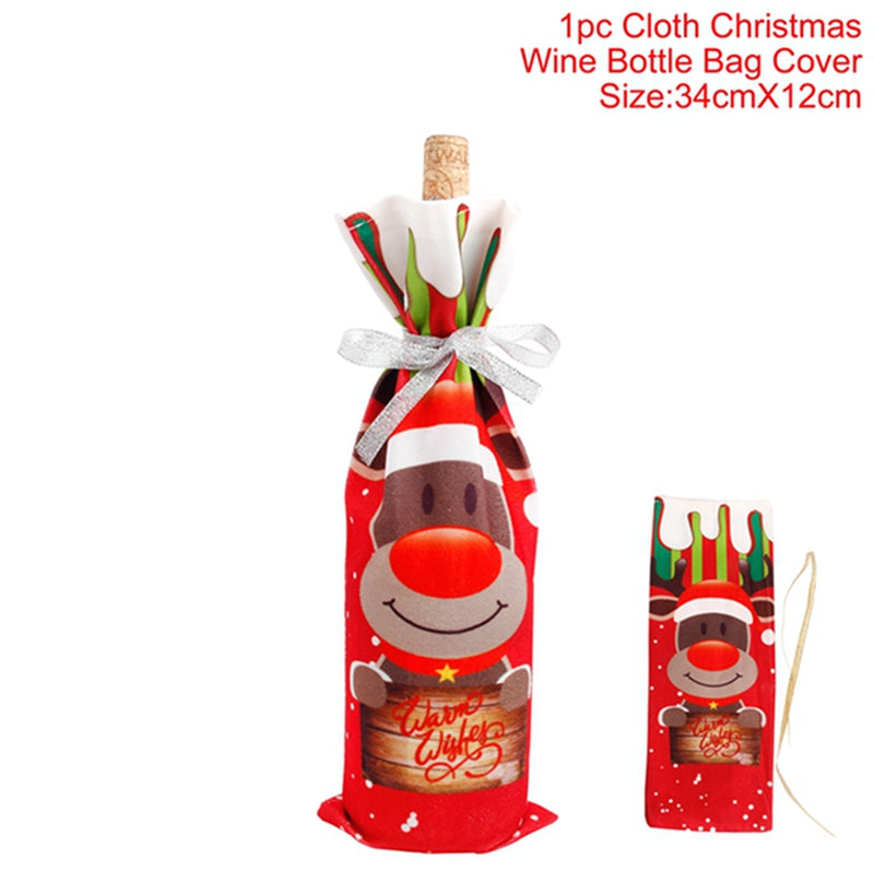 Christmas Wine Bottle Cover - Festive Holiday Table Decoration