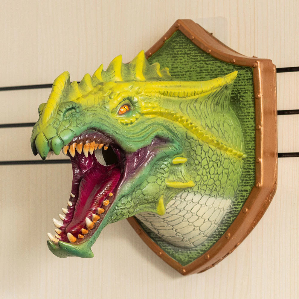 3D Dragon Head Wall Mount with Smoke & LED Light – Faux Taxidermy Dragon Sculpture | Fantasy Home Decor Gift