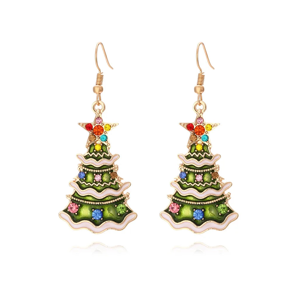 Christmas Snowman Earrings - Festive Bells Dangle Drop Earrings for Women