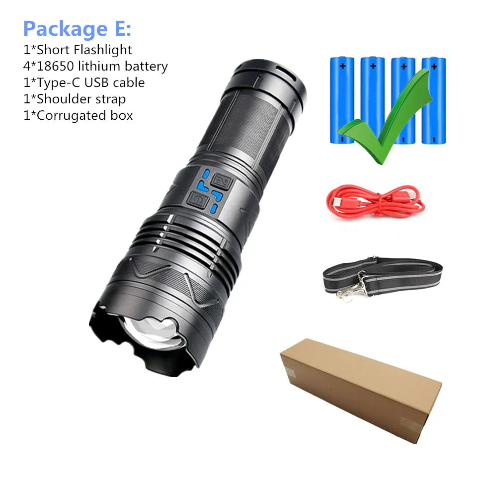 GT60 Super Bright Tactical Flashlight – 100W Long Range LED Torch