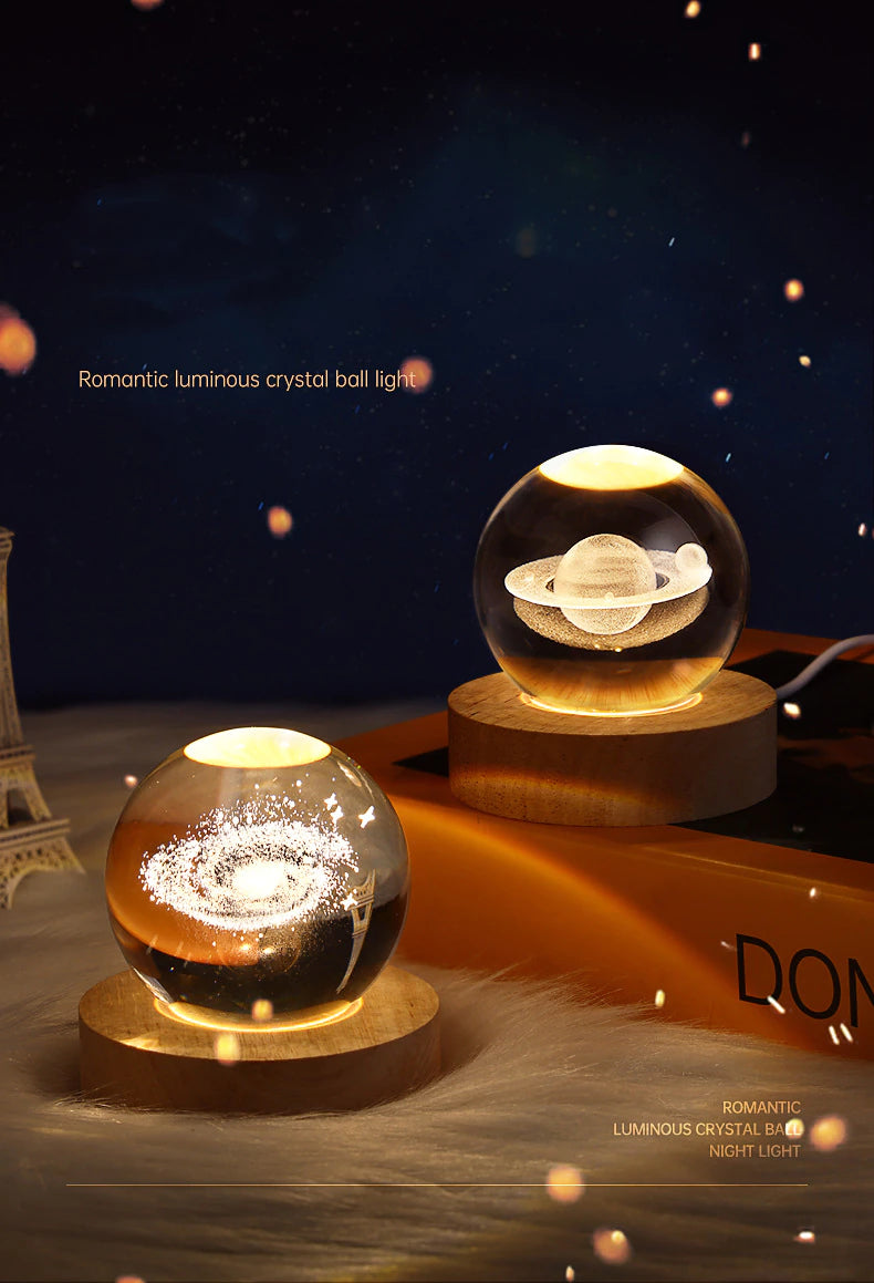 Glowing Planetary Galaxy Astronaut Crystal Ball Night Light
