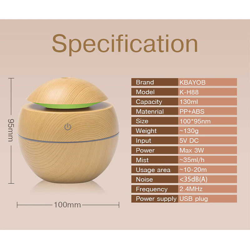 Mushroom Humidifier & Essential Oil Diffuser 130ml – USB Ultrasonic Aroma Diffuser | Home & Office Air Purifier